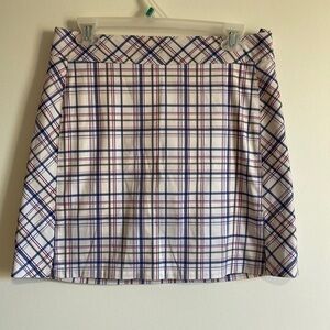 IZOD Golf Skort 4 White Plaid Blue Pink Pockets Shorts Skirt